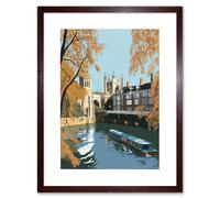 Wall Art Print River Cam and University Buildings of Cambridge Artwork Framed 9X7 Inch Artery8 Brown W7 inch x H9 inch