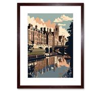 Wall Art Print River Cam and University of Cambridge Buildings Artwork Framed 9X7 Inch Artery8 Brown W7 inch x H9 inch