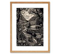 Wall Art Print Road Trip Stop by Countryside Forest Landscape Artwork Framed 9X7 Inch Artery8 Beige W7 inch x H9 inch