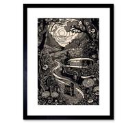 Wall Art Print Road Trip Stop by Countryside Forest Landscape Artwork Framed 9X7 Inch Artery8 Black W7 inch x H9 inch