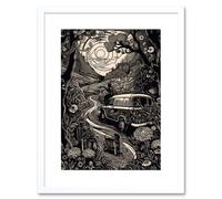 Wall Art Print Road Trip Stop by Countryside Forest Landscape Artwork Framed 9X7 Inch Artery8 White W7 inch x H9 inch