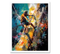 Wall Art Print Rock Climber Climbing Multicoloured Mountain Cliff Art Framed Artery8 White W12 inch x H16 inch
