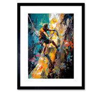 Wall Art Print Rock Climber Climbing Multicoloured Mountain Cliff Artwork Framed 9X7 Inch Artery8 Black W7 inch x H9 inch