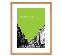 Wall Art Print Royal Mile Edinburgh Scotland Famous Street Green Framed Art Artery8 Beige W7 inch x H9 inch