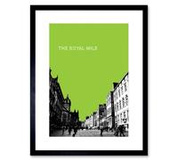 Wall Art Print Royal Mile Edinburgh Scotland Famous Street Green Framed Art Artery8 Black W7 inch x H9 inch
