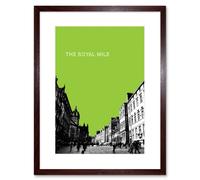 Wall Art Print Royal Mile Edinburgh Scotland Famous Street Green Framed Art Artery8 Brown W7 inch x H9 inch