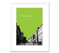 Wall Art Print Royal Mile Edinburgh Scotland Famous Street Green Framed Art Artery8 White W7 inch x H9 inch