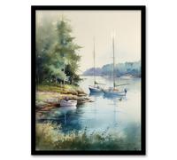 Artery8 Sailboat Watercolour Study River Thames 1967 Artwork Framed Wall Art Print A4