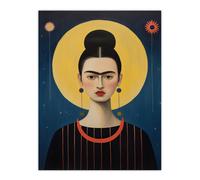 Wall Art Print Saint Mexican Artist Woman Oil Painting Yellow Pink Blue Night Sky Stars Surreal Portrait Poster Wee Blue Coo Dark Blue W24 inch x H32 inch