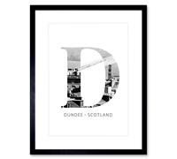 Wall Art Print Scotland Dundee Letter Framed Artery8 Black W7 inch x H9 inch