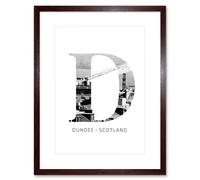 Wall Art Print Scotland Dundee Letter Framed Artery8 Brown W7 inch x H9 inch