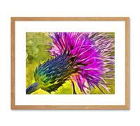 Wall Art Print Scottish Thistle Flower Vibrant Framed Artery8 Beige W7 inch x H9 inch
