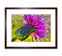 Wall Art Print Scottish Thistle Flower Vibrant Framed Artery8 Brown W7 inch x H9 inch