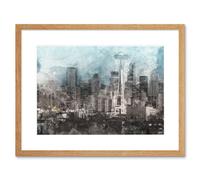 Wall Art Print Seattle City Skyline Framed Artery8 Beige W7 inch x H9 inch