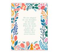 Wall Art Print Shaped by our Thoughts Buddhist Mindfulness Quote Floral Poster Artery8 Multi W24 inch x H32 inch
