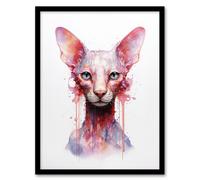 Artery8 Oriental Shorthair Cat Lovers Gift Watercolour Pet Portrait Painting Artwork Artwork Framed Wall Art Print A4