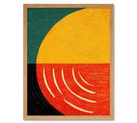 Wall Art Print Simple Bold Abstract Modern Painting Teal Mustard Coral Black Art Framed Artery8 Light Oak W12 inch x H16 inch