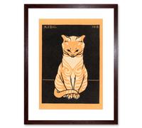 Wall Art Print Sitting Tabby Cat Julie De Graag Art Framed 9x7 inch Artery8 Brown W7 inch x H9 inch