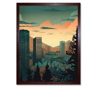 Wall Art Print Skyscrapers by Forest Urban Architecture Landscape Art Framed Artery8 Brown W12 inch x H16 inch