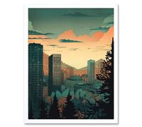 Wall Art Print Skyscrapers by Forest Urban Architecture Landscape Art Framed Artery8 White W12 inch x H16 inch