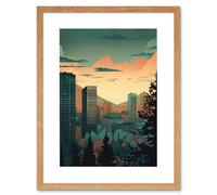 Wall Art Print Skyscrapers by Forest Urban Architecture Landscape Artwork Framed 9X7 Inch Artery8 Beige W7 inch x H9 inch