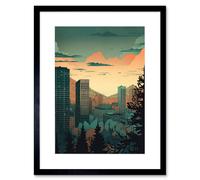 Wall Art Print Skyscrapers by Forest Urban Architecture Landscape Artwork Framed 9X7 Inch Artery8 Black W7 inch x H9 inch