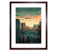 Wall Art Print Skyscrapers by Forest Urban Architecture Landscape Artwork Framed 9X7 Inch Artery8 Brown W7 inch x H9 inch