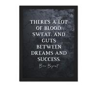 Wall Art Print Slate Quote Bear Bryant Blood Sweats Guts Dream Success Large Framed Wall Décor Art Artery8 Black W18 inch x H24 inch