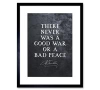 Wall Art Print Slate Quote Benjamin Franklin Bad Peace Artwork Framed 9X7 Inch Artery8 Black W7 inch x H9 inch