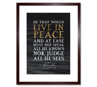 Wall Art Print Slate Quote Benjamin Franklin Live In Peace Artwork Framed 9X7 Inch Artery8 Brown W7 inch x H9 inch
