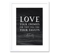 Wall Art Print Slate Quote Benjamin Franklin Love Your Enemies Artwork Framed 9X7 Inch Artery8 White W7 inch x H9 inch