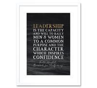 Wall Art Print Slate Quote Field Marshal Bernard Law Montgomery Leadership Artwork Framed 9X7 Inch Artery8 White W7 inch x H9 inch