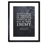 Wall Art Print Slate Quote George Washington Be Not Glad Artwork Framed 9X7 Inch Artery8 Black W7 inch x H9 inch