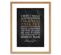 Wall Art Print Slate Quote George Washington Firmness and Virtue Artwork Framed 9X7 Inch Artery8 Beige W7 inch x H9 inch