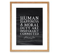 Wall Art Print Slate Quote George Washington Happiness Moral Duty Artwork Framed 9X7 Inch Artery8 Beige W7 inch x H9 inch