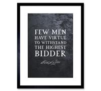 Wall Art Print Slate Quote George Washington Highest Bidder Artwork Framed 9X7 Inch Artery8 Black W7 inch x H9 inch