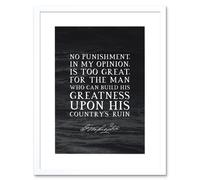 Wall Art Print Slate Quote George Washington No Punishment Artwork Framed 9X7 Inch Artery8 White W7 inch x H9 inch