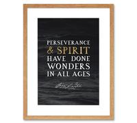 Wall Art Print Slate Quote George Washington Perseverance and Spirit Artwork Framed 9X7 Inch Artery8 Beige W7 inch x H9 inch