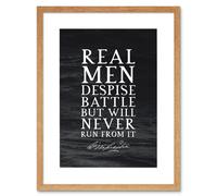 Wall Art Print Slate Quote George Washington Real Men Artwork Framed 9X7 Inch Artery8 Beige W7 inch x H9 inch