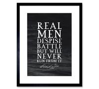 Wall Art Print Slate Quote George Washington Real Men Artwork Framed 9X7 Inch Artery8 Black W7 inch x H9 inch