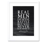 Wall Art Print Slate Quote George Washington Real Men Artwork Framed 9X7 Inch Artery8 White W7 inch x H9 inch