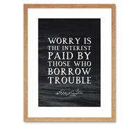 Wall Art Print Slate Quote George Washington Worry Trouble Artwork Framed 9X7 Inch Artery8 Beige W7 inch x H9 inch