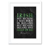 Wall Art Print Slate Quote St Patricks Day Ireland Irish Artwork Framed 9X7 Inch Artery8 White W7 inch x H9 inch