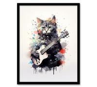 Wall Art Print Smelly Cat Lovers Gift Watercolour Pet Portrait Painting Artwork Art Framed Artery8 Multi A4