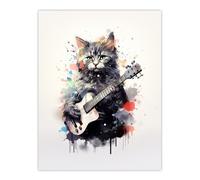 Wall Art Print Smelly Cat Lovers Gift Watercolour Pet Portrait Painting Artwork Poster Artery8 Multi W24 inch x H32 inch