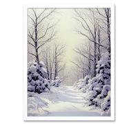 Wall Art Print Snowed In Again Winter Tranquil Landscape Art Framed Artery8 White W12 inch x H16 inch