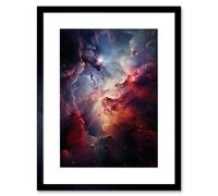Wall Art Print Space Nebula Image Hyperrealist Vibrant Artwork Purple Red Blue Star Birth Dust and Gas Clouds Artwork Framed 9X7 Inch Artery8 Black W7 inch x H9 inch