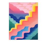 Artery8 Stairway To Heaven Colourful Abstract Risograph Screenprint Extra Large XL Wall Art Poster Print