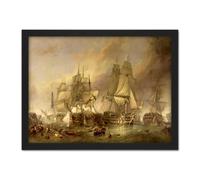 Wall Art Print Stanfield The Battle Of Trafalgar Painting Large Framed Wall Décor Art Artery8 Black W18 inch x H24 inch