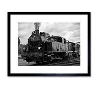 Wall Art Print Steam Train Engine Framed Artery8 Black W7 inch x H9 inch